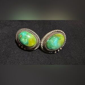 Sterling Silver Vintage Native American Turquoise Studs - High Quality